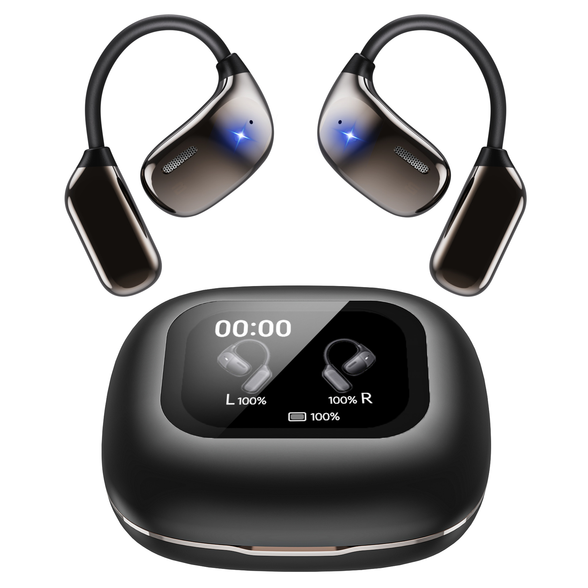 JM25彩屏智能蓝牙耳机无线开放式挂耳降噪运动音乐耳塞